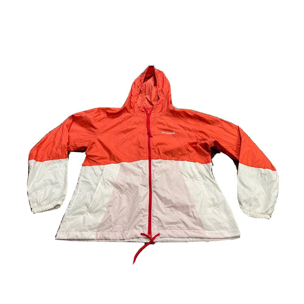 Columbia Sportswear Womens Orange White Full Zip Hooded Jacket Size XL KL3010